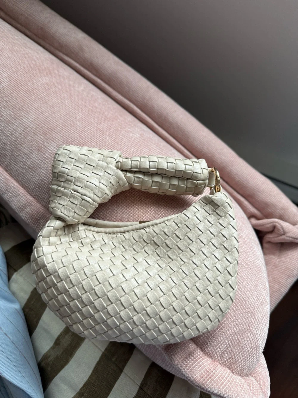 Anthropologie Mini Woven Hobo Bag Ivory